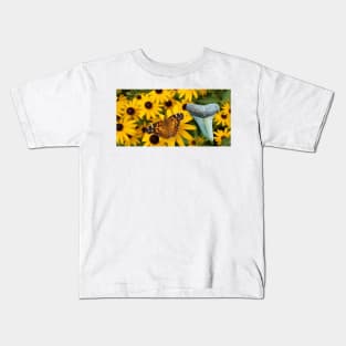 Flowers and Shark Tooth Fossil in the Garden Print Kids T-Shirt